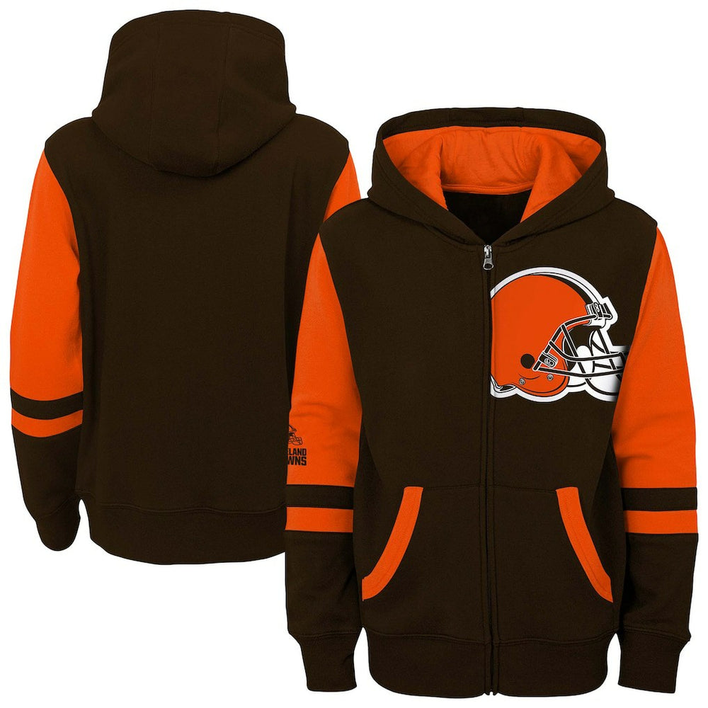Cleveland Browns Preschool Stadium Color Block Full-Zip Hoodie - Brown Hoodies
