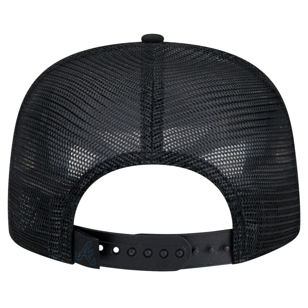 Atlanta Braves New Era Score Check A-Frame Trucker 9FIFTY Snapback Hat - Black Hats