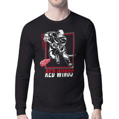 Detroit Red Wings Starter Player Grid Long Sleeve T-Shirt - Black | US 201424491