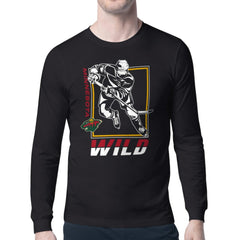 Minnesota Wild Starter Player Grid Long Sleeve T-Shirt - Black | US 201424495
