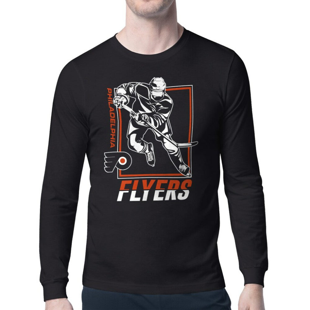 Philadelphia Flyers Starter Player Grid Long Sleeve T-Shirt - Black | US 201424496