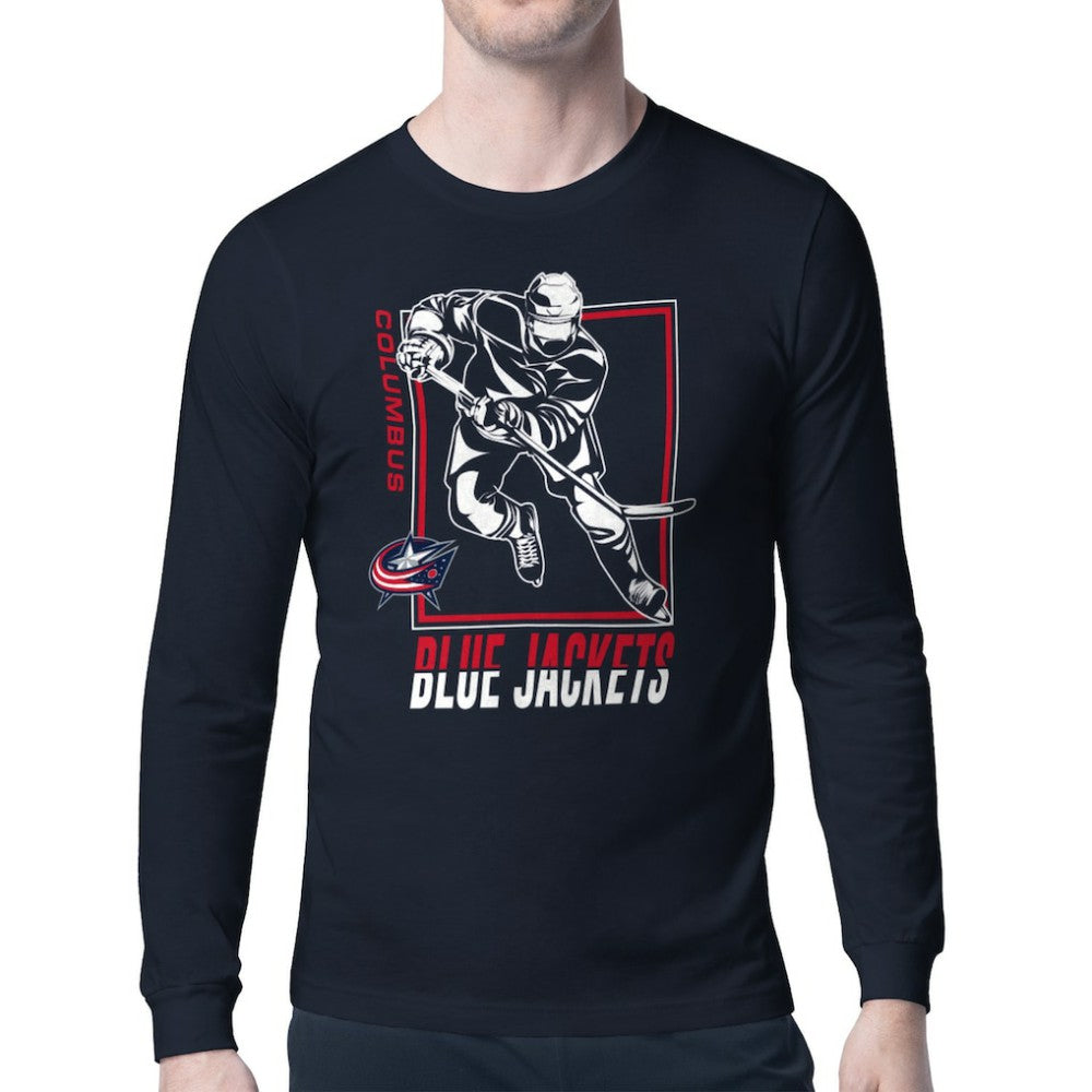 Columbus Blue Jackets Starter Player Grid Long Sleeve T-Shirt - Navy | US 201424534