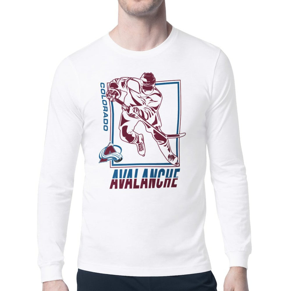 Colorado Avalanche Starter Player Grid Long Sleeve T-Shirt - White | US 201424570