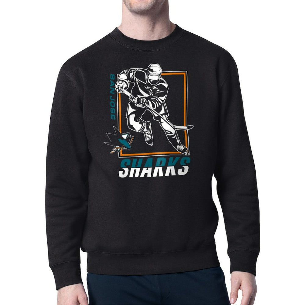 San Jose Sharks Starter Player Grid Fleece Pullover Sweatshirt - Black | US 201424735