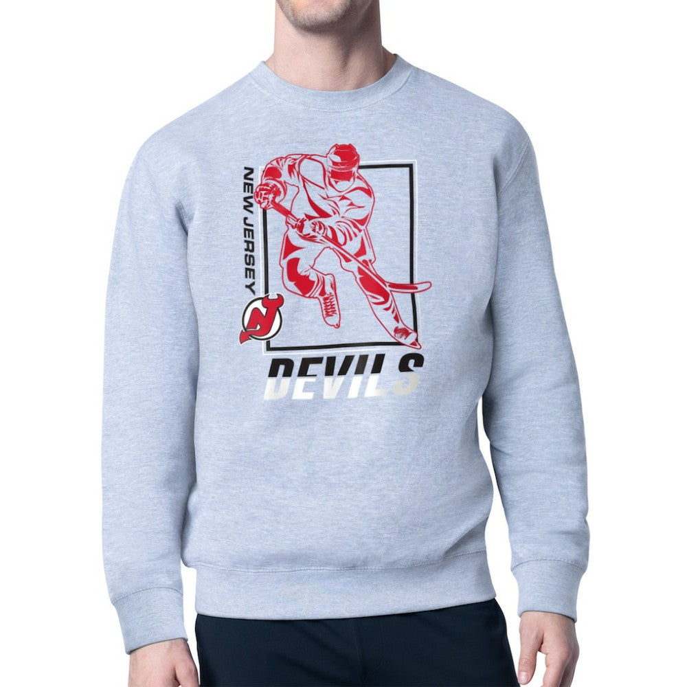 New Jersey Devils Starter Player Grid Fleece Pullover Sweatshirt - Heather Gray | US 201424739