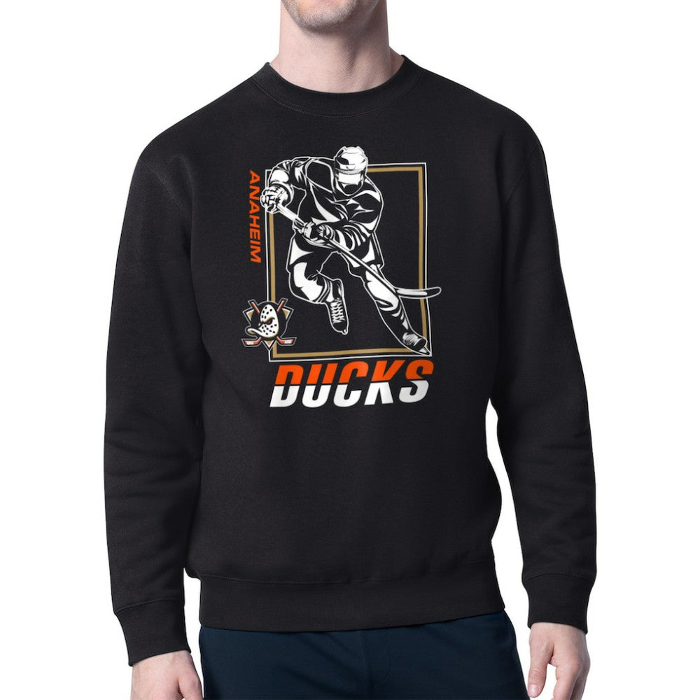 Anaheim Ducks Starter Player Grid Fleece Pullover Sweatshirt - Black | US 201424746