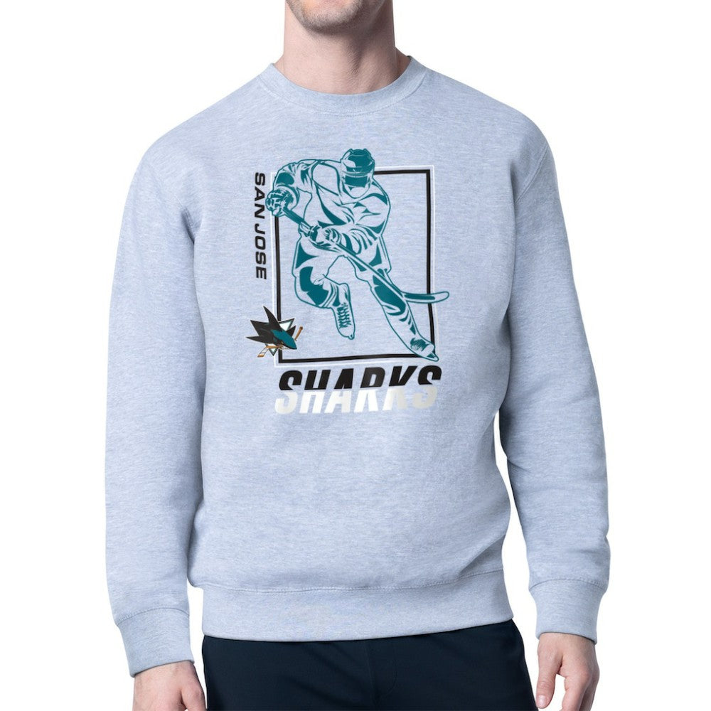 San Jose Sharks Starter Player Grid Fleece Pullover Sweatshirt - Heather Gray | US 201424753