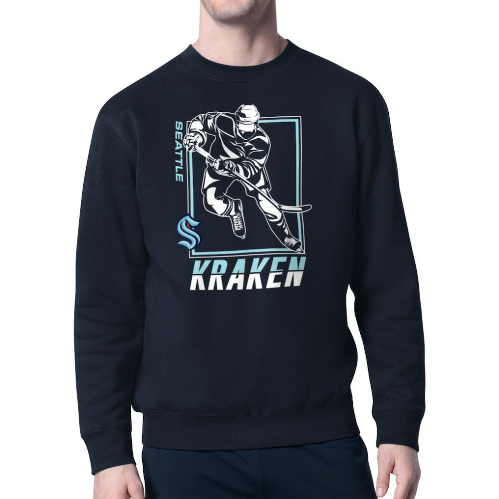 Seattle Kraken Starter Player Grid Fleece Pullover Sweatshirt - Deep Sea Blue | US 201424757