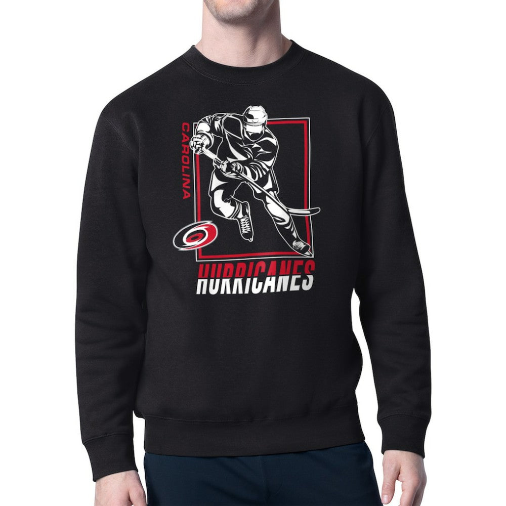 Carolina Hurricanes Starter Player Grid Fleece Pullover Sweatshirt - Black | US 201424772