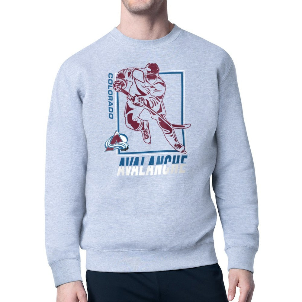 Colorado Avalanche Starter Player Grid Fleece Pullover Sweatshirt - Heather Gray | US 201424783