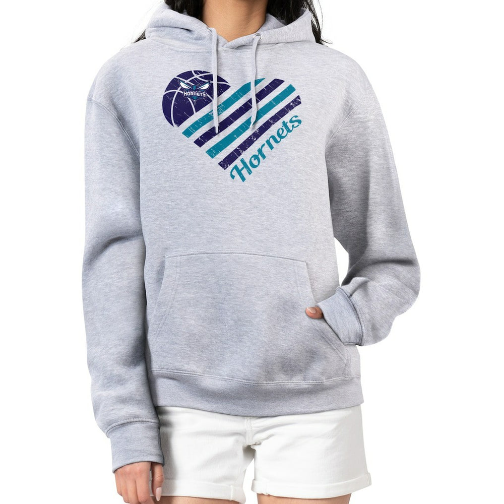 Charlotte Hornets G-III 4Her by Carl Banks Women's Heart Pullover Hoodie - Heather Gray
