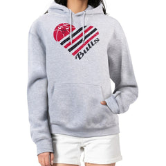 Chicago Bulls G-III 4Her by Carl Banks Women's Heart Pullover Hoodie - Heather Gray