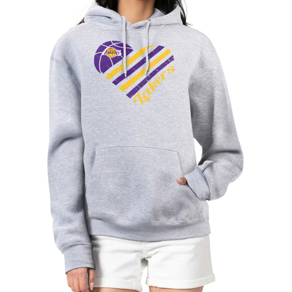 Los Angeles Lakers G-III 4Her by Carl Banks Women's Heart Pullover Hoodie - Heather Gray