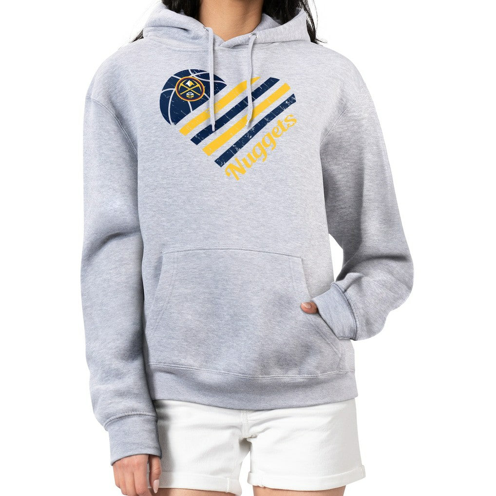 Denver Nuggets G-III 4Her by Carl Banks Women's Heart Pullover Hoodie - Heather Gray