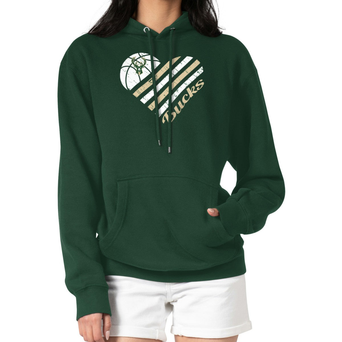 Milwaukee Bucks G-III 4Her by Carl Banks Women's Heart Pullover Hoodie - Green