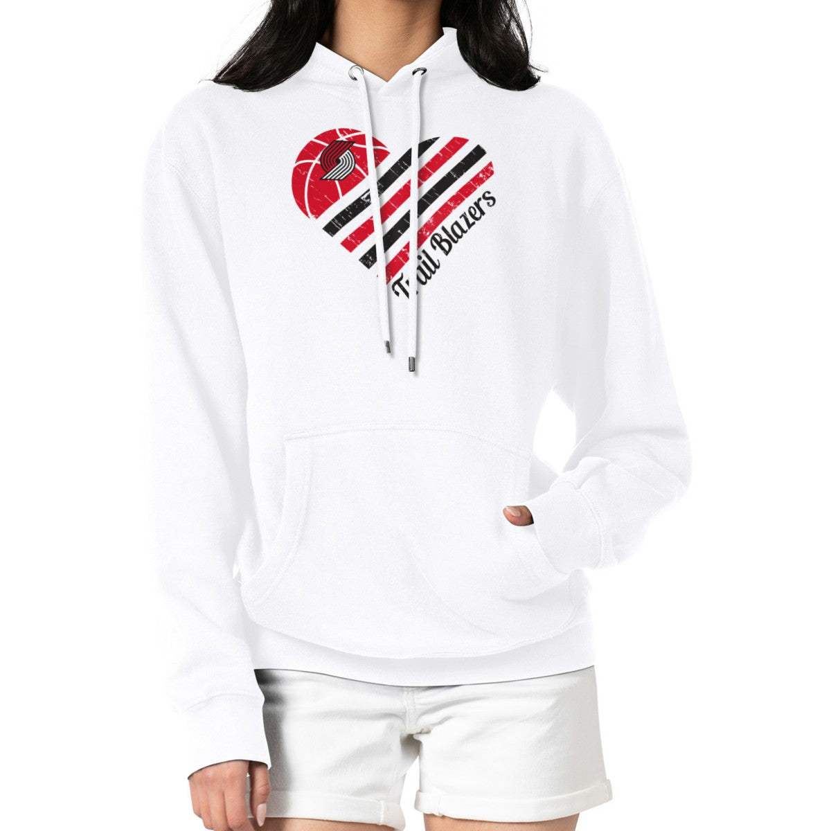 Portland Trail Blazers G-III 4Her by Carl Banks Women's Heart Pullover Hoodie - White outlet