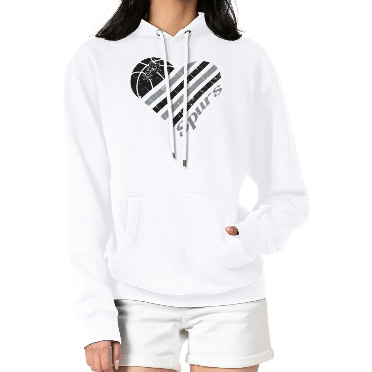 San Antonio Spurs G-III 4Her by Carl Banks Women's Heart Pullover Hoodie - White