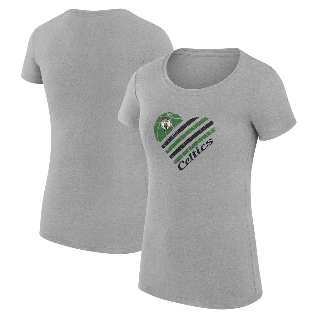 Boston Celtics G-III 4Her by Carl Banks Women's Super-Slim Fit Lightweight Heart T-Shirt Heather Gray
