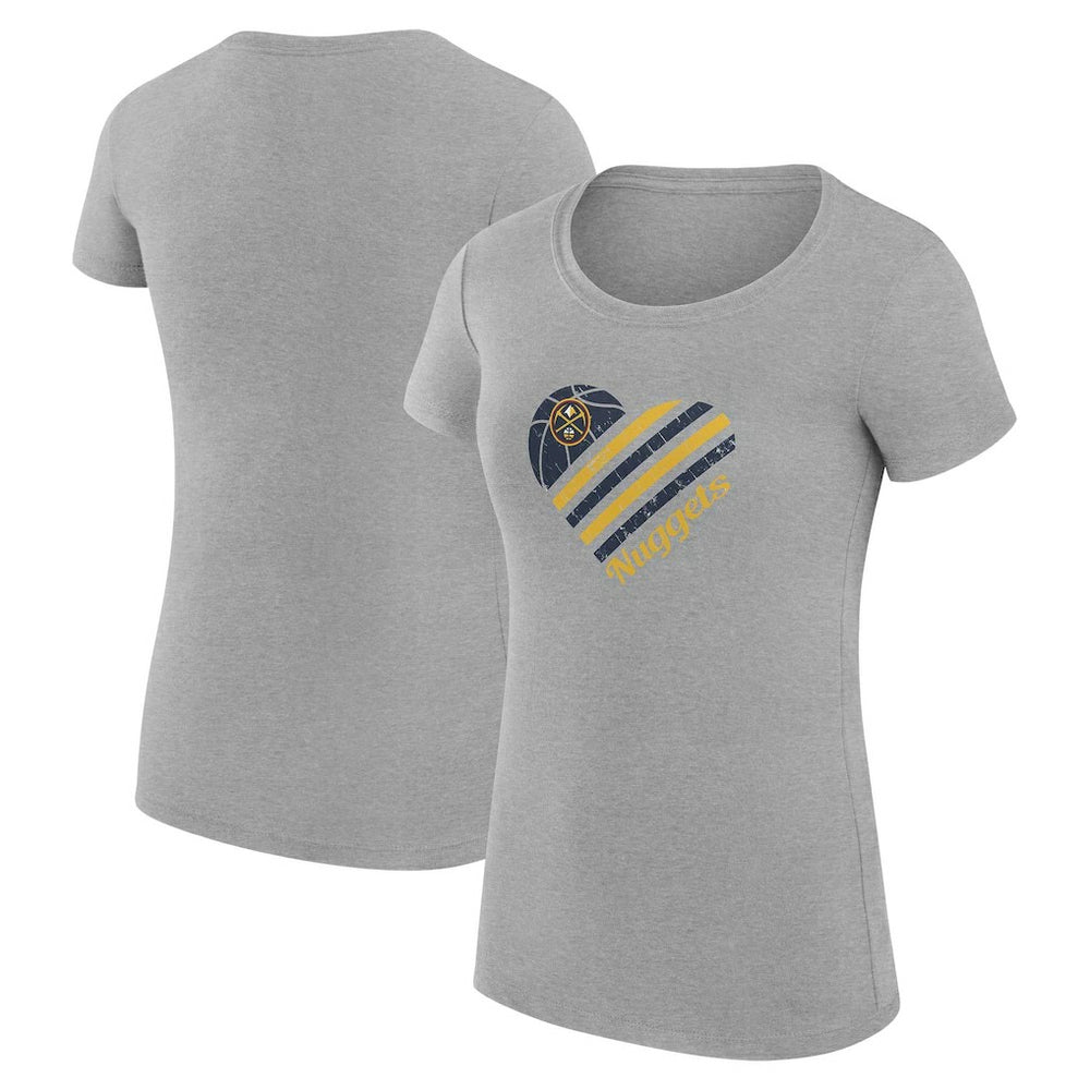 Denver Nuggets G-III 4Her by Carl Banks Women's Super-Slim Fit Lightweight Heart T-Shirt Heather Gray
