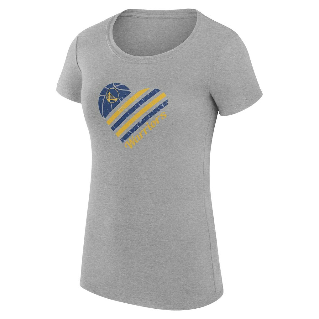 Golden State Warriors G-III 4Her by Carl Banks Women's Super-Slim Fit Lightweight Heart T-Shirt Heather Gray