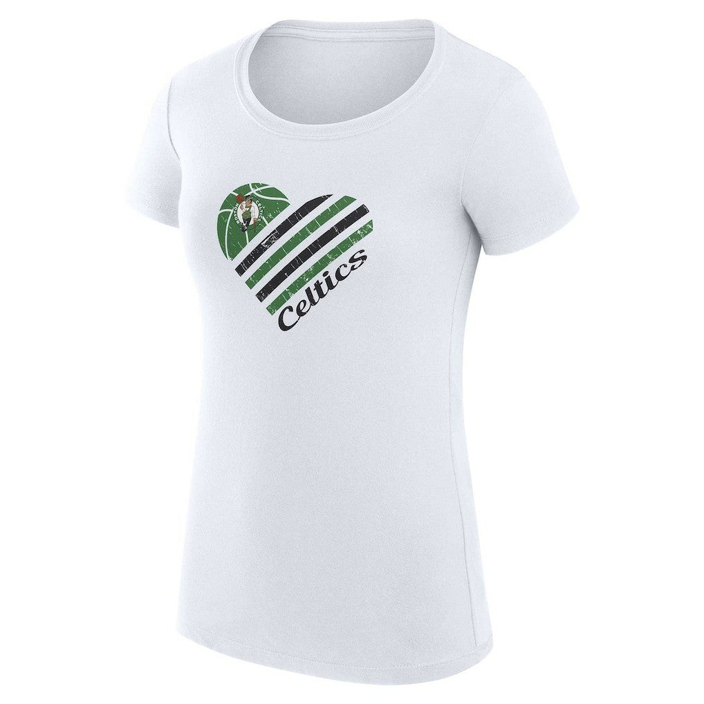 Boston Celtics G-III 4Her by Carl Banks Women's Super-Slim Fit Lightweight Heart T-Shirt White