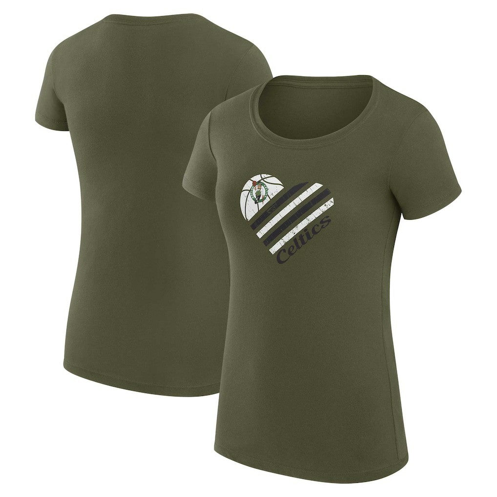 Boston Celtics G-III 4Her by Carl Banks Women's Super-Slim Fit Lightweight Heart T-Shirt Olive