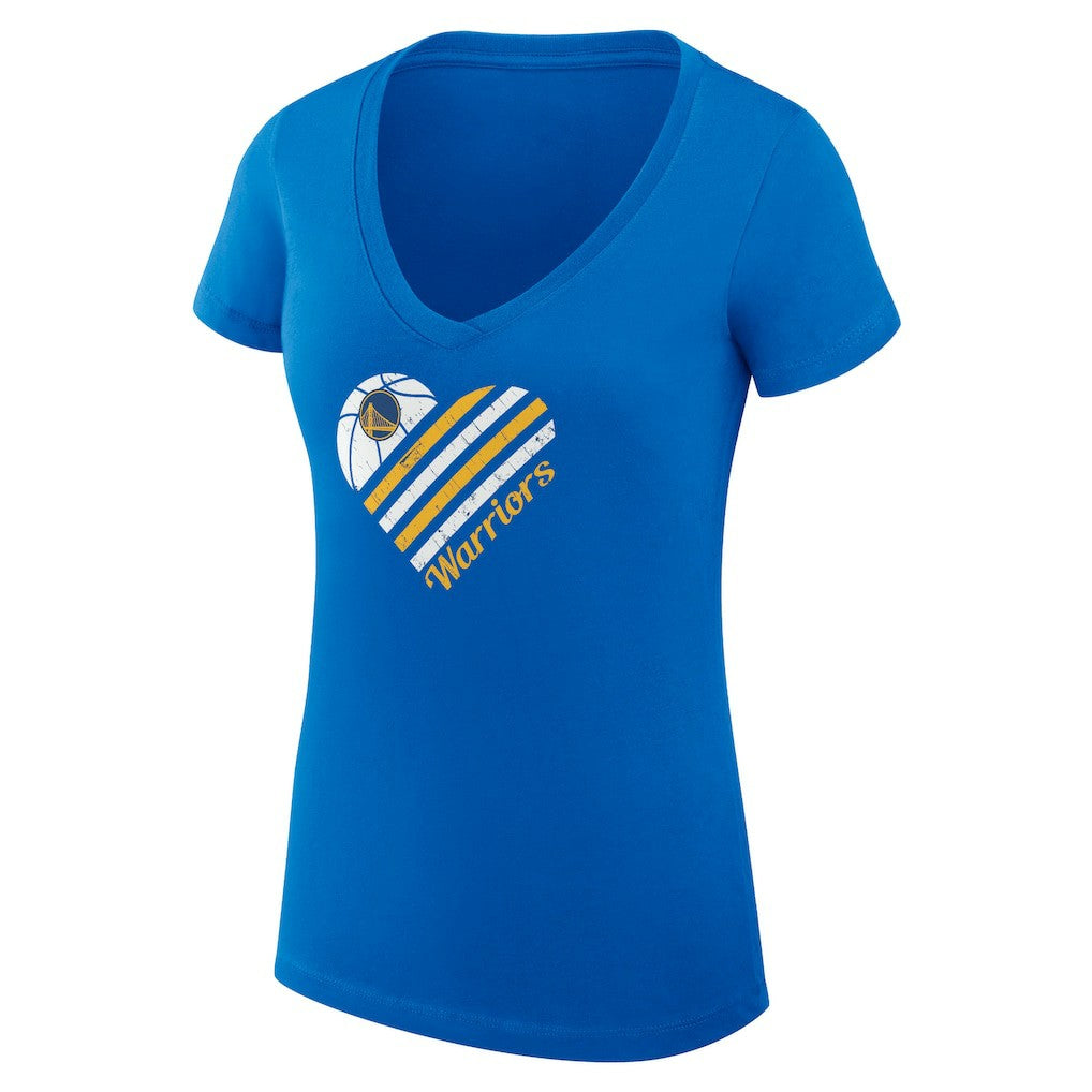 Golden State Warriors G-III 4Her by Carl Banks Women's Super-Slim Fit Lightweight Heart V-Neck T-Shirt Royal