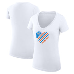Oklahoma City Thunder G-III 4Her by Carl Banks Women's Super-Slim Fit Lightweight Heart V-Neck T-Shirt White outlet