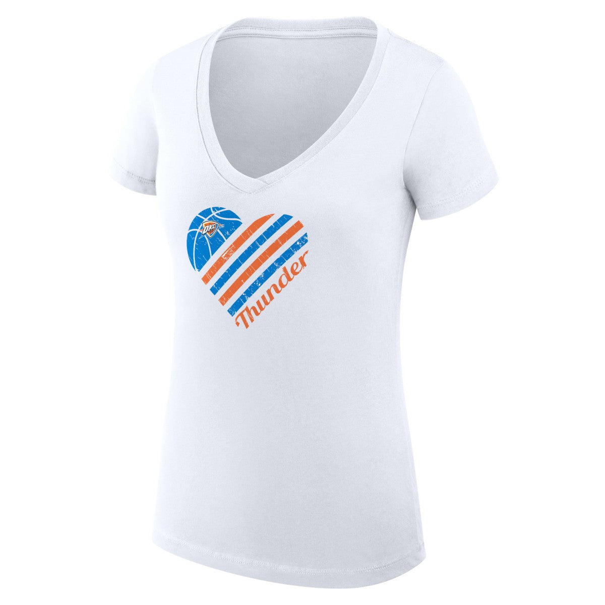 Oklahoma City Thunder G-III 4Her by Carl Banks Women's Super-Slim Fit Lightweight Heart V-Neck T-Shirt White outlet