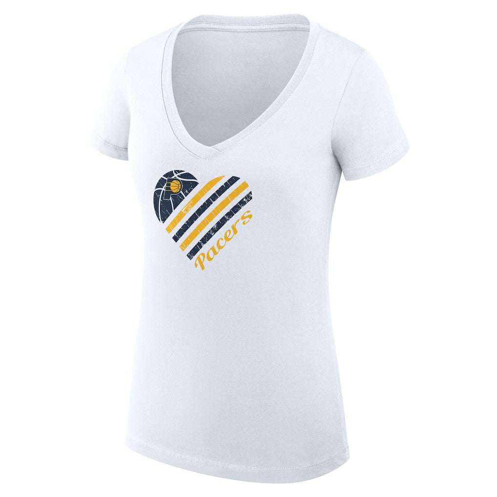 Indiana Pacers G-III 4Her by Carl Banks Women's Super-Slim Fit Lightweight Heart V-Neck T-Shirt White