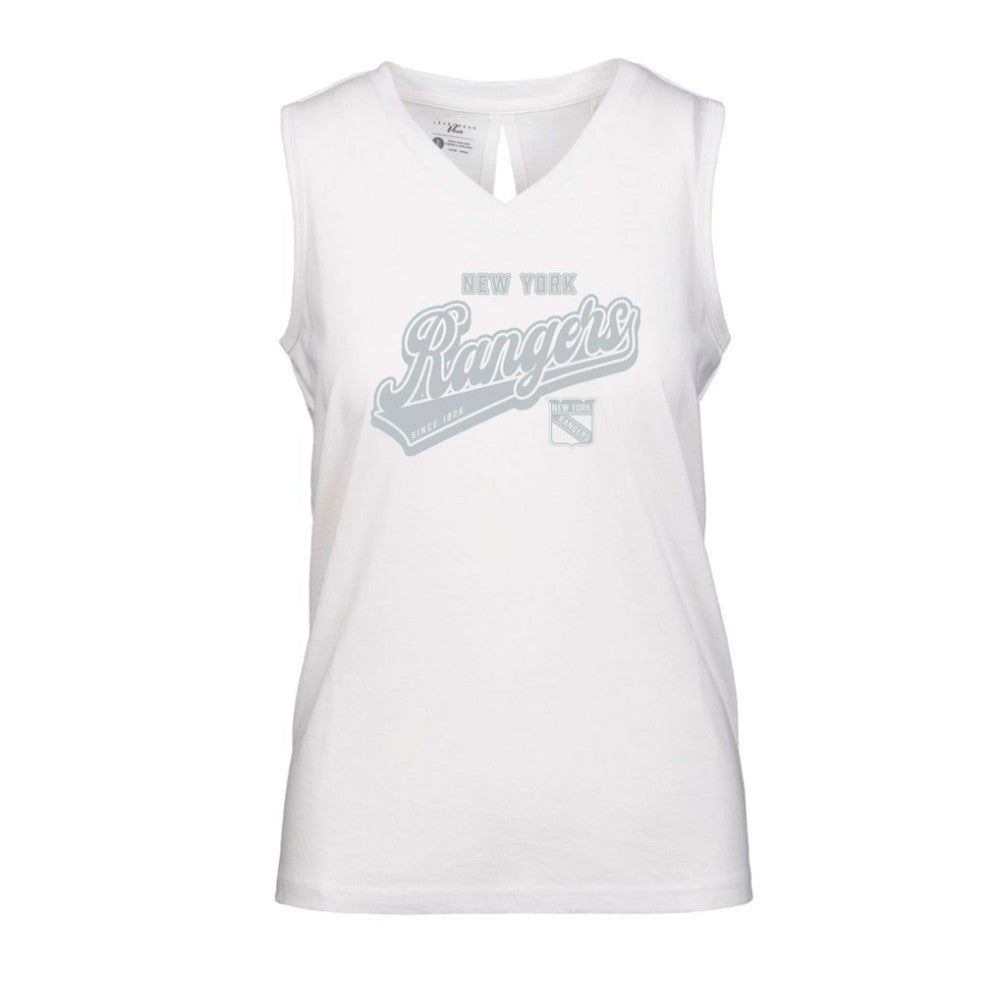 New York Rangers Levelwear Women's Paisley Sweep V-Neck Tank Top - White | US 201425394