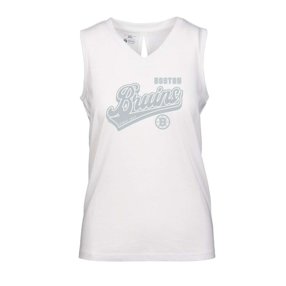 Boston Bruins Levelwear Women's Paisley Sweep V-Neck Tank Top - White | US 201425411