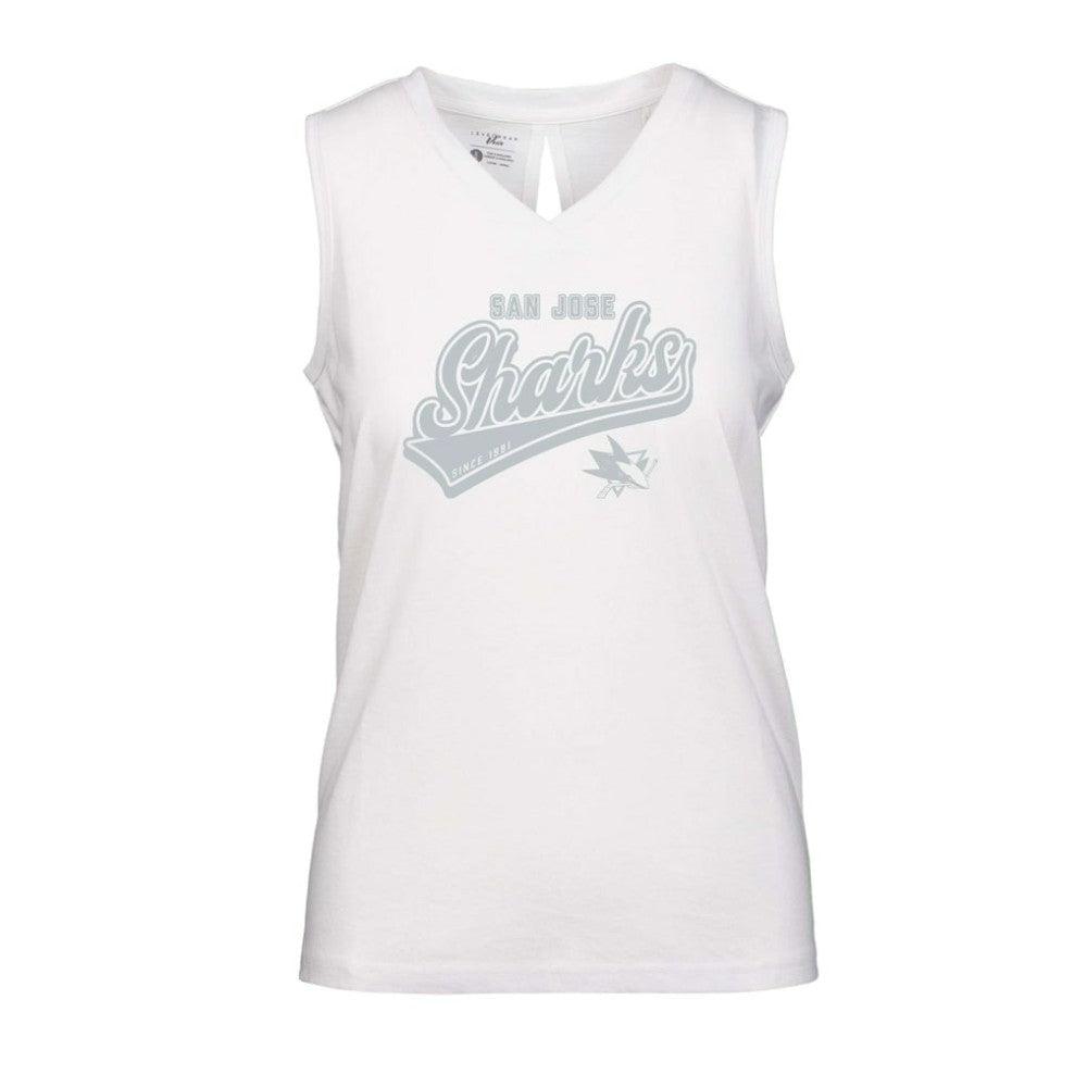 San Jose Sharks Levelwear Women's Paisley Sweep V-Neck Tank Top - White | US 201425428