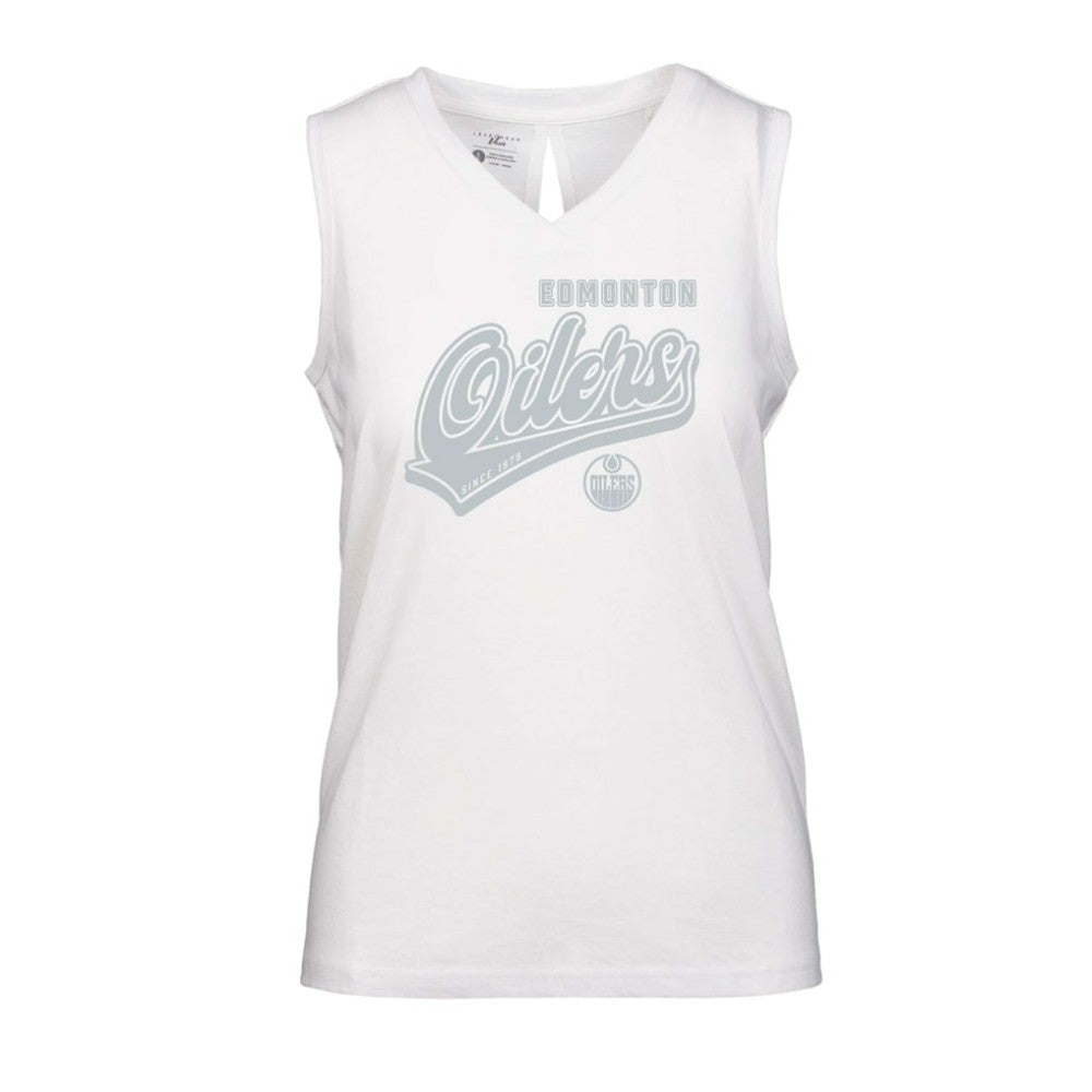 Edmonton Oilers Levelwear Women's Paisley Sweep V-Neck Tank Top - White | US 201425441