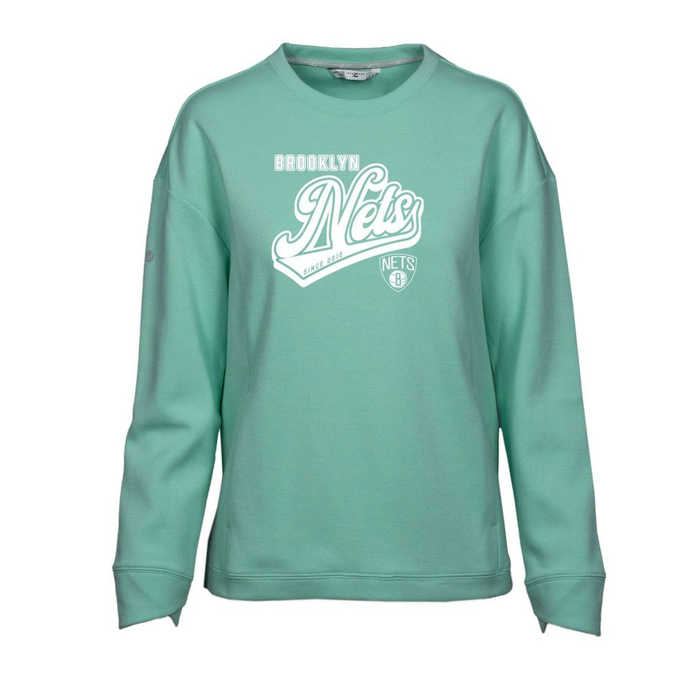 Brooklyn Nets Levelwear Women's Fiona Sweep Pullover Sweatshirt Mint outlet