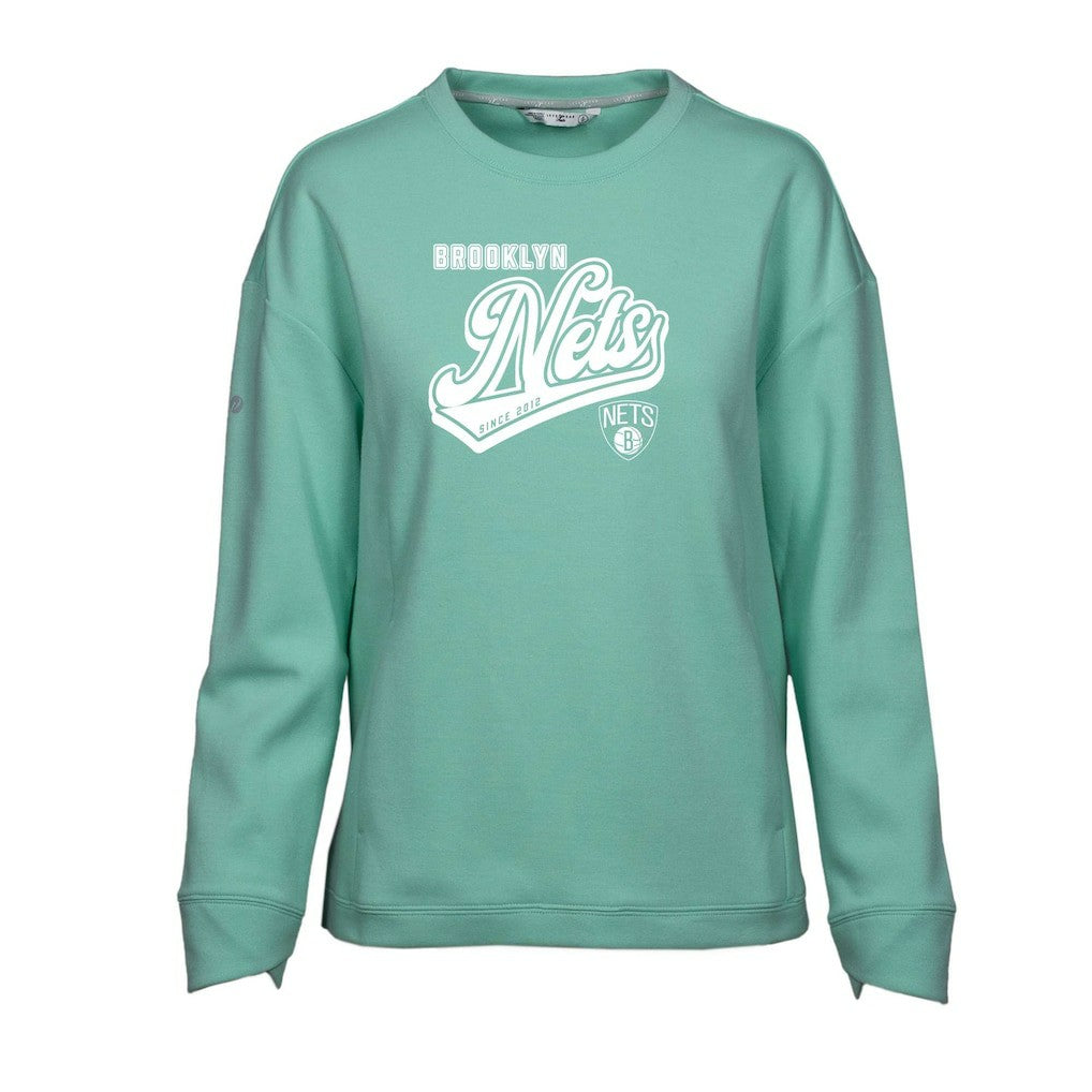 Brooklyn Nets Levelwear Women's Fiona Sweep Pullover Sweatshirt Mint outlet