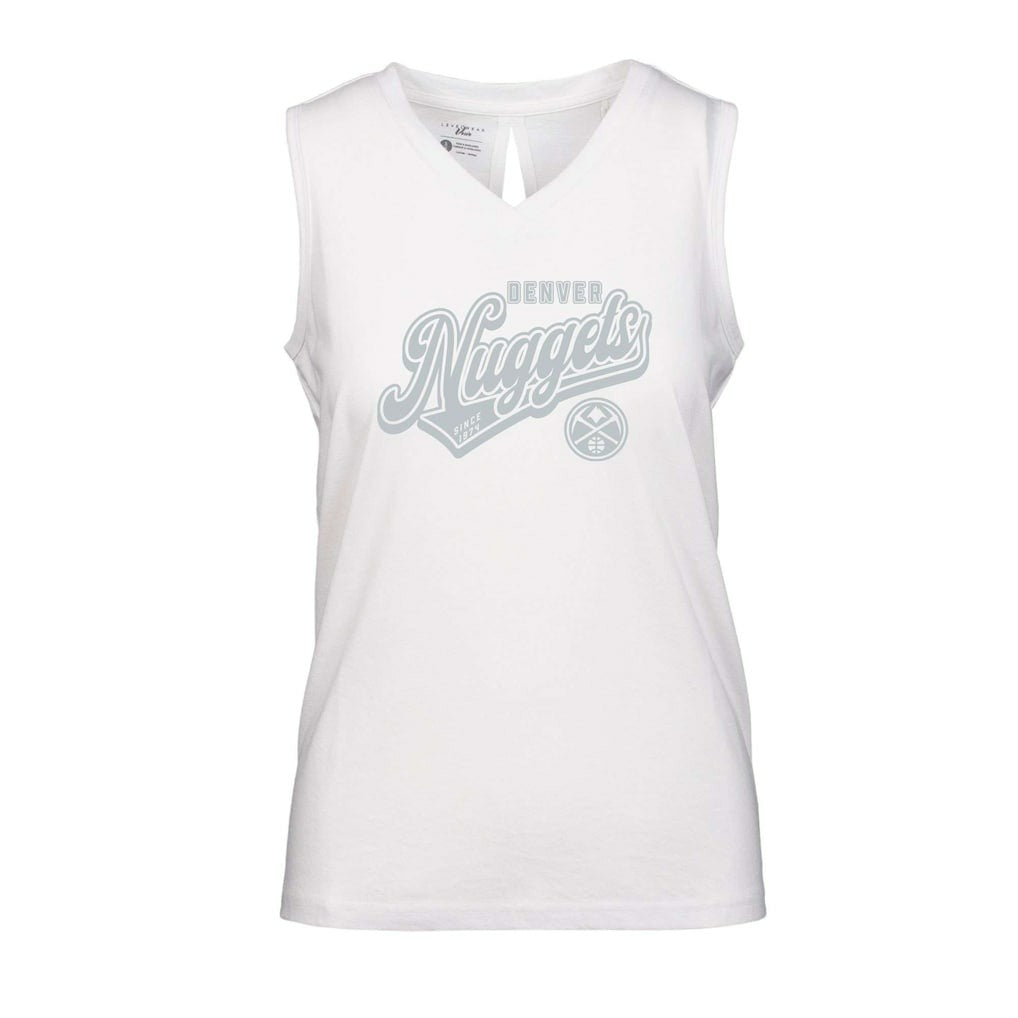 Denver Nuggets Levelwear Women's Paisley Sweep V-Neck Tank Top White