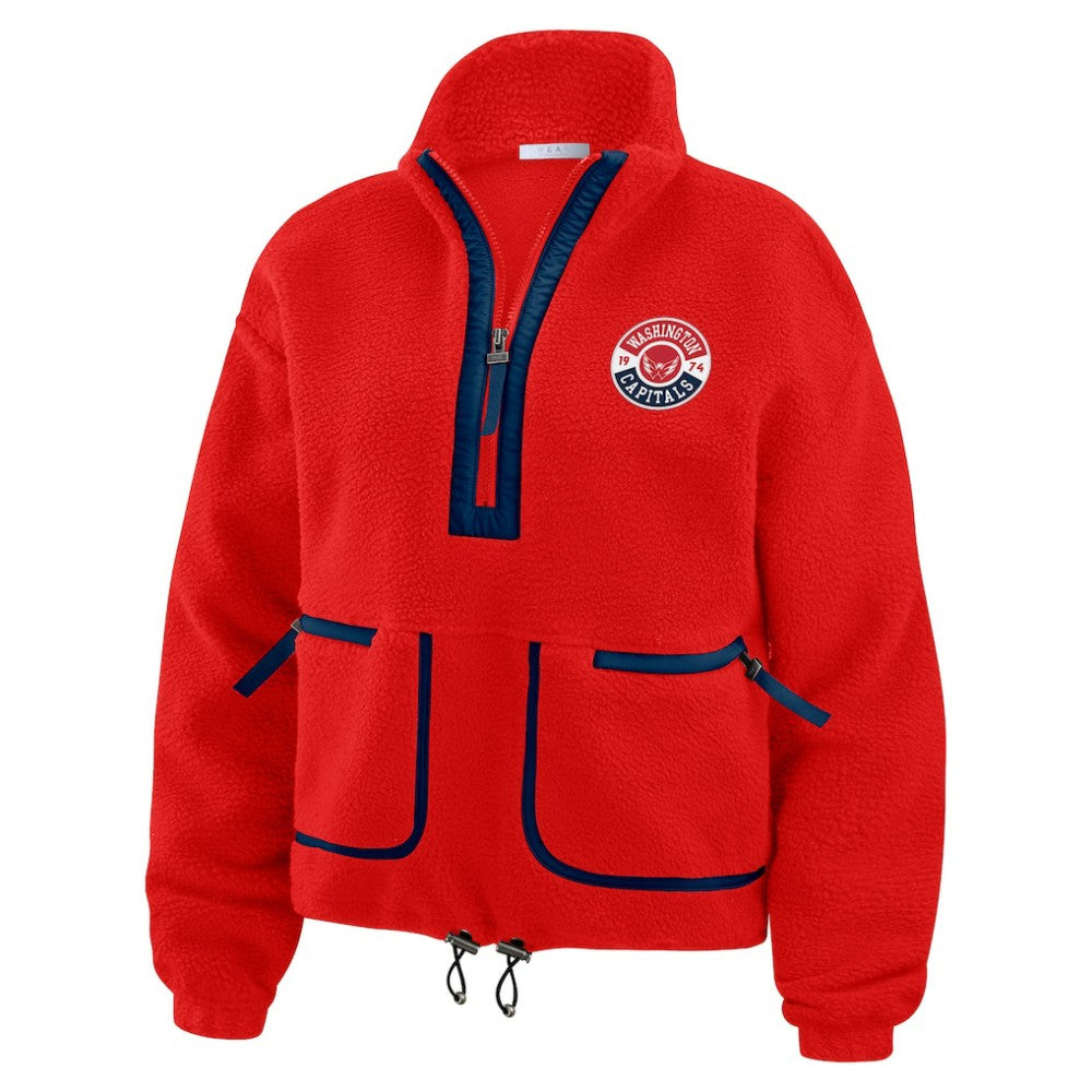 Washington Capitals WEAR by Erin Andrews Women's Polar Fleece Half-Zip Jacket - Red | US 201429670