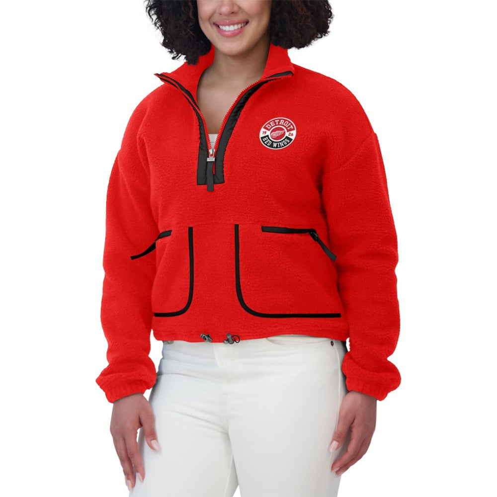Detroit Red Wings WEAR by Erin Andrews Women's Polar Fleece Half-Zip Jacket - Red | US 201429672