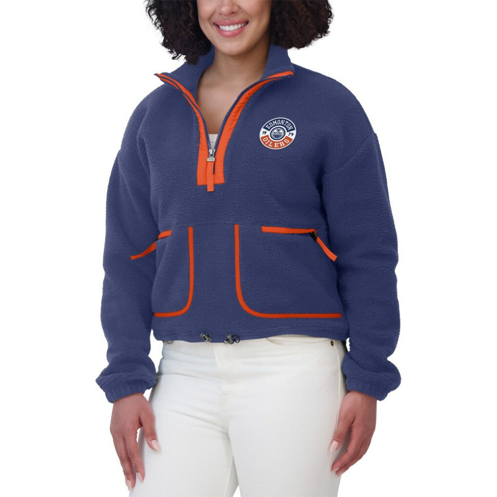 Edmonton Oilers WEAR by Erin Andrews Women's Polar Fleece Half-Zip Jacket - Royal | US 201429673