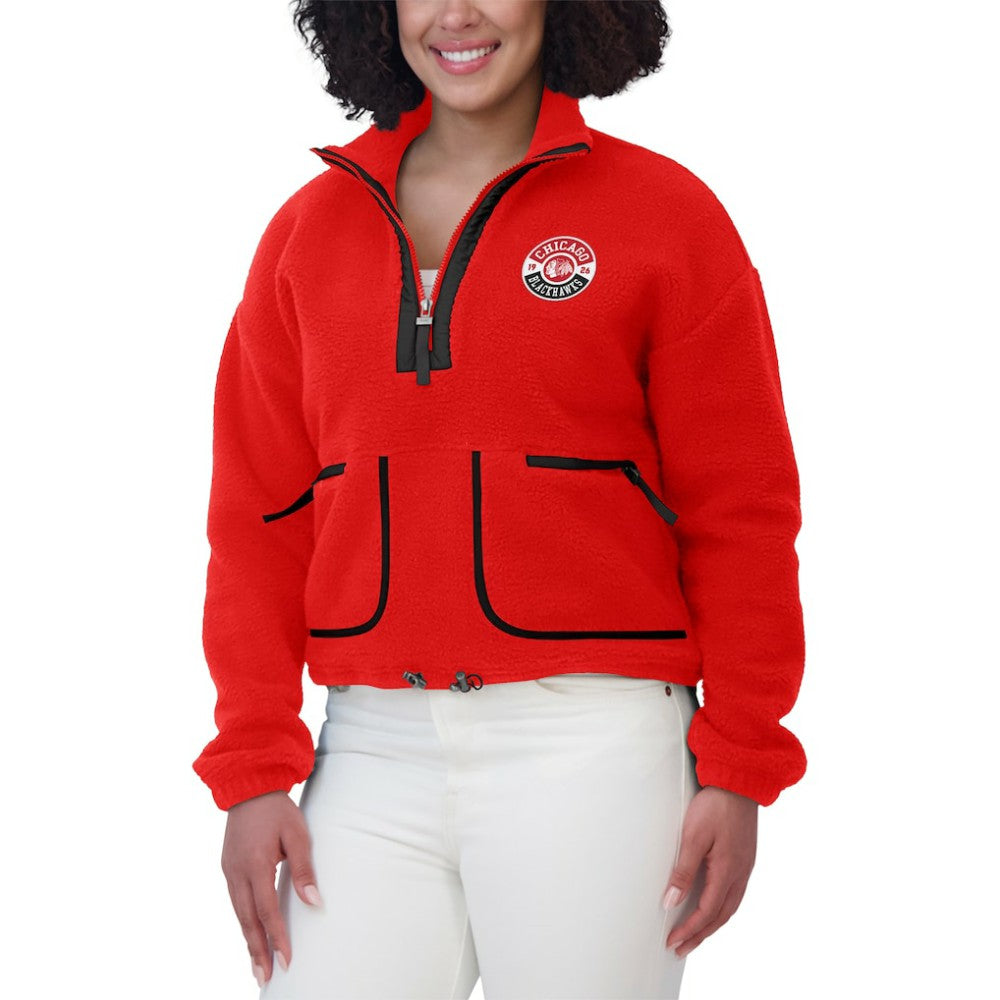 Chicago Blackhawks WEAR by Erin Andrews Women's Polar Fleece Half-Zip Jacket - Red | US 201429675