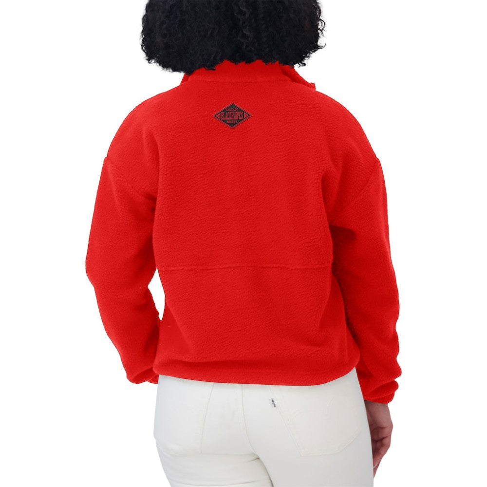 Chicago Blackhawks WEAR by Erin Andrews Women's Polar Fleece Half-Zip Jacket - Red | US 201429675