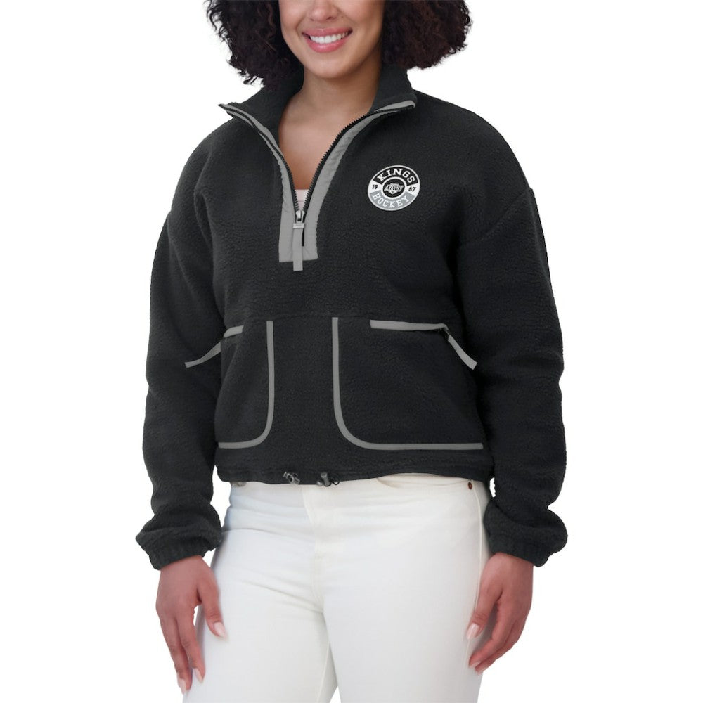 Los Angeles Kings WEAR by Erin Andrews Women's Polar Fleece Half-Zip Jacket - Black | US 201429678