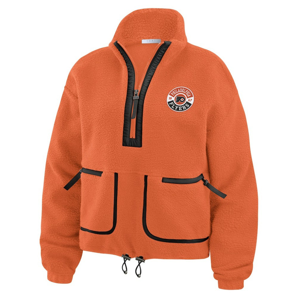 Philadelphia Flyers WEAR by Erin Andrews Women's Polar Fleece Half-Zip Jacket - Orange | US 201429679