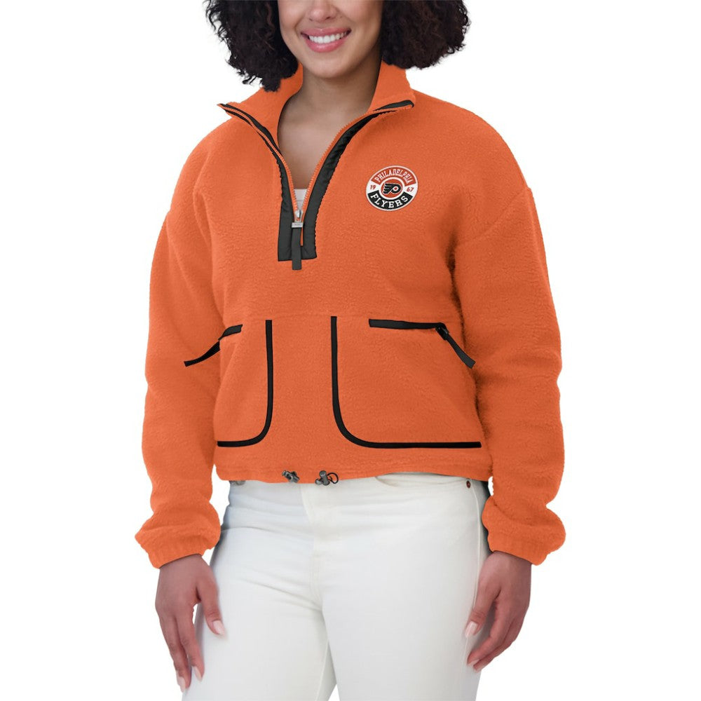 Philadelphia Flyers WEAR by Erin Andrews Women's Polar Fleece Half-Zip Jacket - Orange | US 201429679