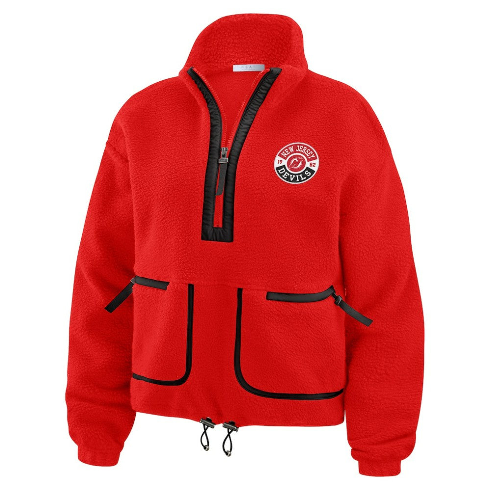 New Jersey Devils WEAR by Erin Andrews Women's Polar Fleece Half-Zip Jacket - Red | US 201429681