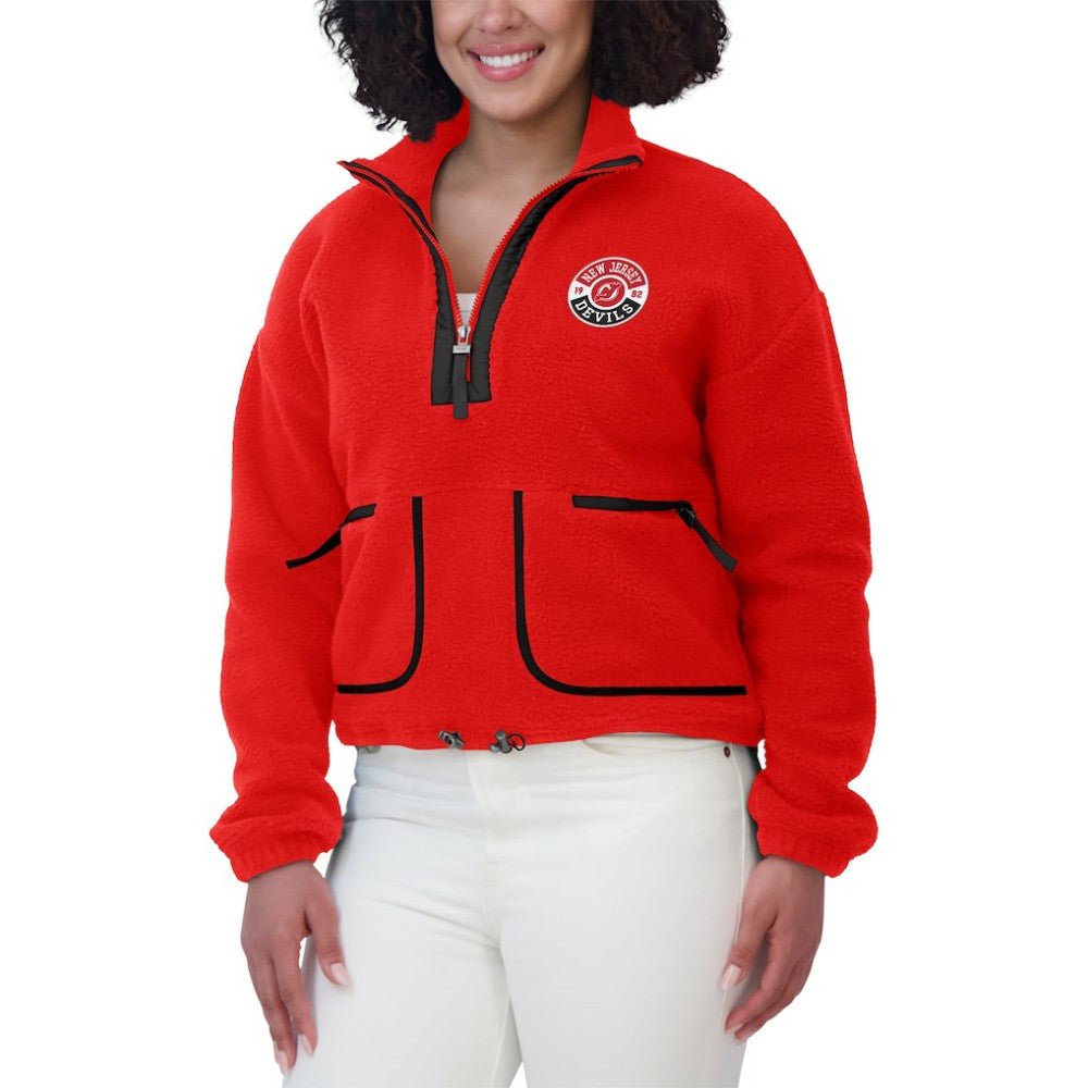 New Jersey Devils WEAR by Erin Andrews Women's Polar Fleece Half-Zip Jacket - Red | US 201429681