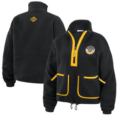 Boston Bruins WEAR by Erin Andrews Women's Polar Fleece Half-Zip Jacket - Black | US 201429682