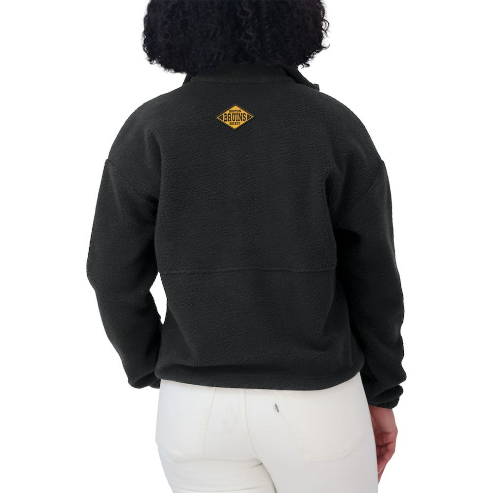 Boston Bruins WEAR by Erin Andrews Women's Polar Fleece Half-Zip Jacket - Black | US 201429682