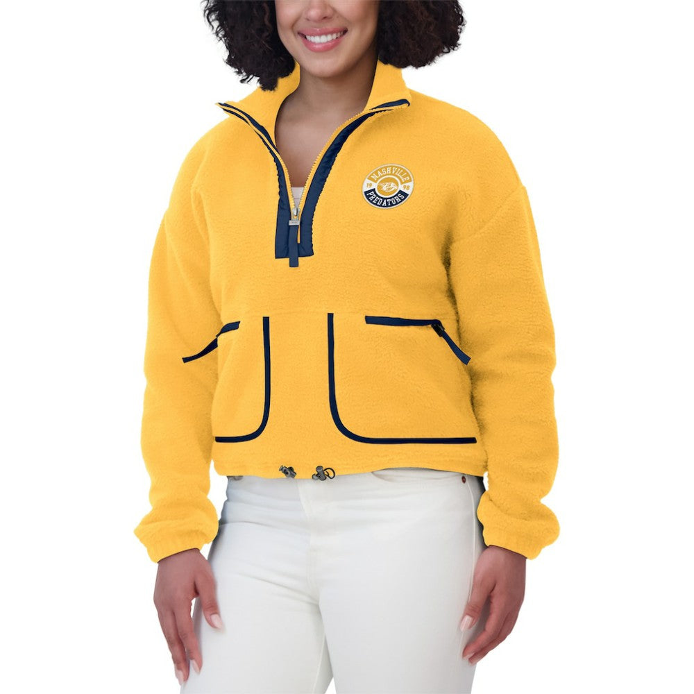 Nashville Predators WEAR by Erin Andrews Women's Polar Fleece Half-Zip Jacket - Gold | US 201429684